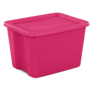 Sterilite 18 Gal Pink Storage Tote with Snap Lid – Durable & Stackable