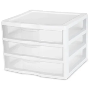 Sterilite 3-Drawer Storage Organizer – Compact White Desktop Solution