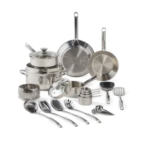 T-fal Cook Strain 20-Piece Stainless Steel Cookware Set – Effortless Draining