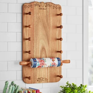 The Pioneer Woman Keepsake Floral Ceramic Rolling Pin with Holder