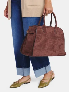 Time and Tru Soft Suede Tote Bag – Classic Chocolate Satchel