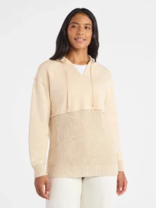 Time And Tru Women’s Mixed Media Sweatshirt – Budget-Friendly Style