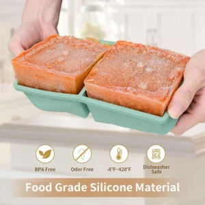 TINANA 2-Cup Silicone Freezer Trays with Lids 4-Pack – Perfect Meal Prep