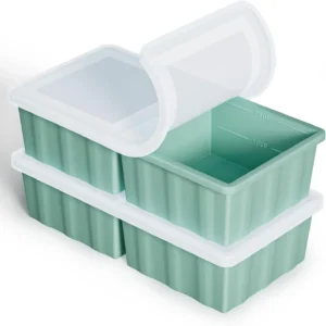 TINANA 2-Cup Silicone Freezer Trays with Lids 4-Pack – Perfect Meal Prep