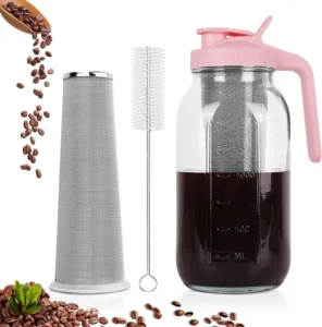TINANA 64oz Cold Brew Coffee Maker – Mason Jar with Stainless Filter