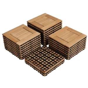 Topeakmart Interlocking Wood Tiles – 27-Piece Patio Paver Set