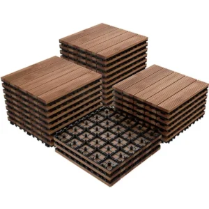 Topeakmart Interlocking Wood Tiles – 27-Piece Patio Paver Set
