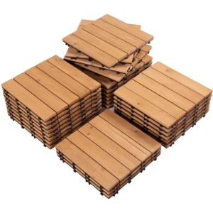 Topeakmart Interlocking Wood Tiles – 27-Piece Patio Paver Set