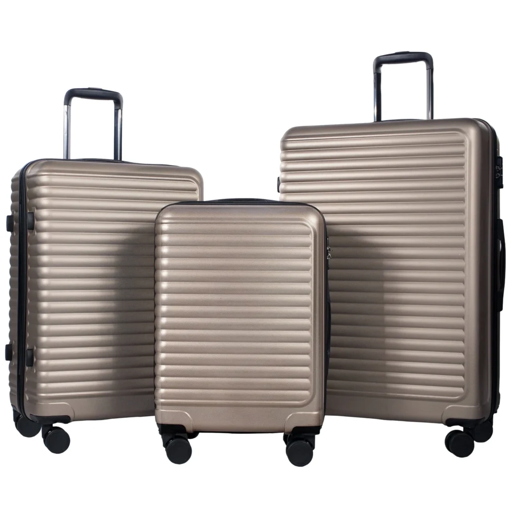 Travelhouse 3 Piece Hardside Luggage Set Hardshell Lightweight Suitcase with TSA Lock Spinner Wheels 20in24in28in Gold