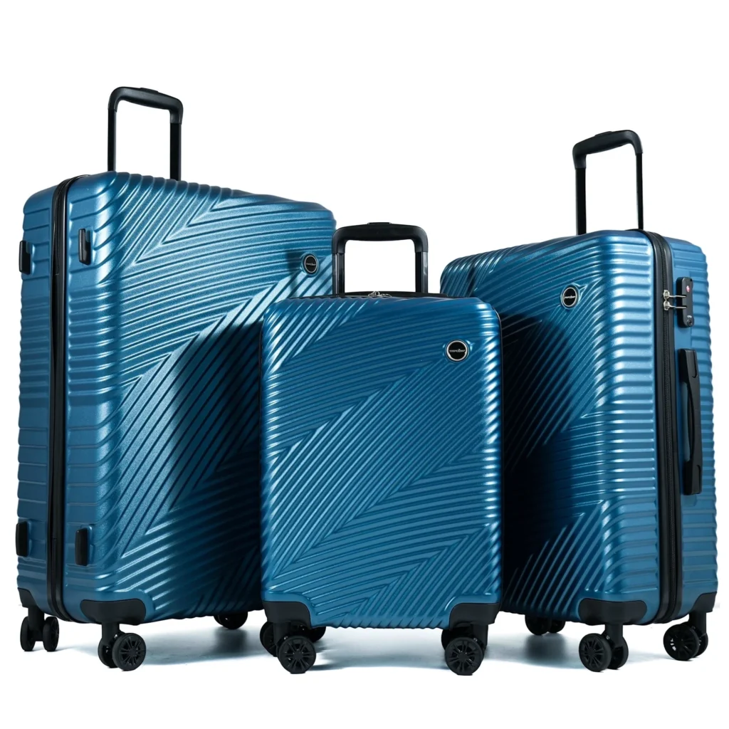 Tripcomp 3-Piece Hardside Luggage Set – Spinner Wheels, 20/24/28in Blue