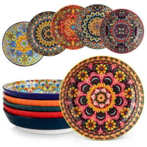 vancasso Ceramic Pasta Bowls 32oz Set of 6, Bohemian