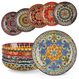 vancasso Ceramic Pasta Bowls 32oz Set of 6, Bohemian