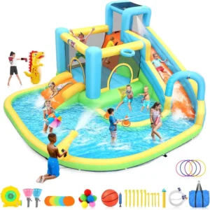 Veeboto Inflatable Bounce House with Water Slide & Games – 3-12 Years