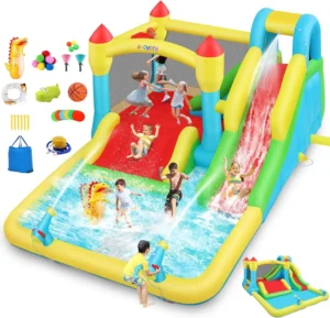 Veeboto Inflatable Bounce House with Water Slide & Games – 3-12 Years