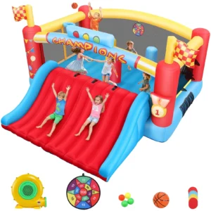 Veeboto Inflatable Bounce House with Water Slide & Games – 3-12 Years