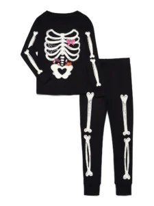 Way to Celebrate Girls Halloween Long Sleeve Top Pant Tight Fit 2 Piece Sleep Set Sizes 4 10