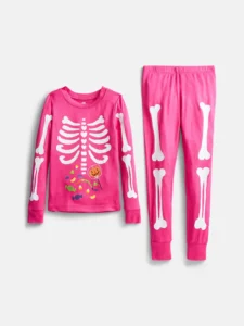 Way to Celebrate Girls Halloween Long Sleeve Top Pant Tight Fit 2 Piece Sleep Set Sizes 4 10