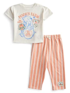 Winnie the Pooh Baby Short Sleeve Graphic Tee with Stripe Pant 2 Piece Sizes 0 3M 24M