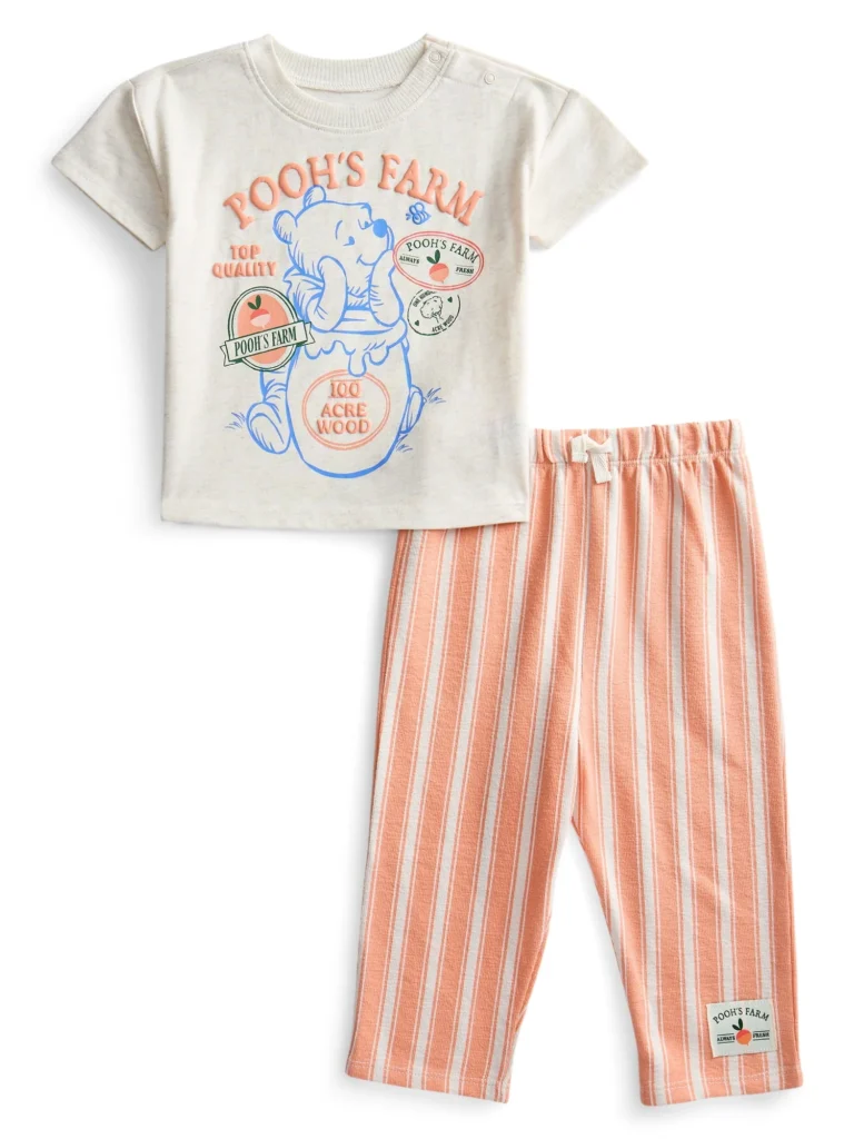 Winnie the Pooh Baby Short Sleeve Graphic Tee with Stripe Pant 2 Piece Sizes 0 3M 24M