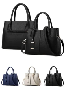 Women s Soft PU Leather Tote Vintage Bag Ladies Handbags for Work Office Daily Used Black
