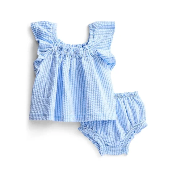 Wonder Nation Baby Girl Seersucker Flutter Sleeve Romper Set – Sizes 0-24M