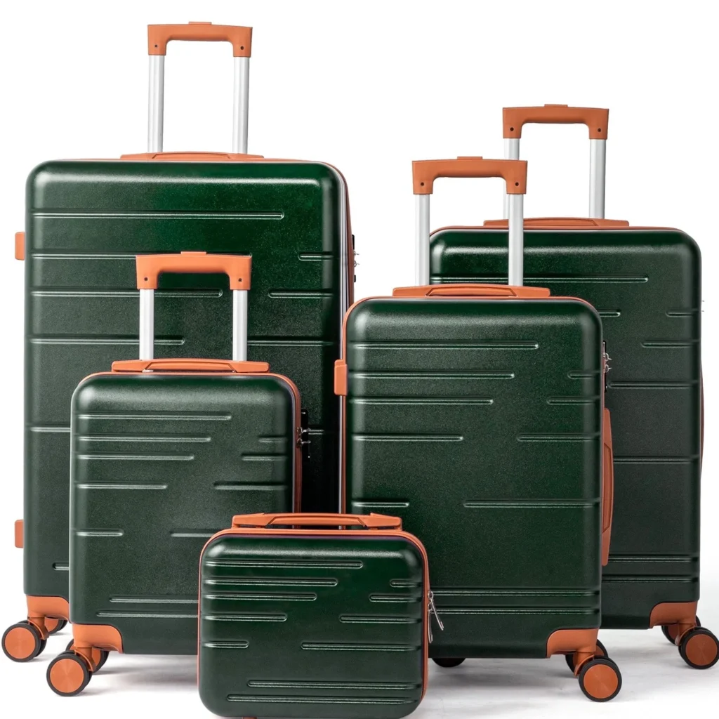 Zimtown Luggage 5 Piece Sets Suitcase ABS Hardside with Spinner Wheels and TSA Lock Deep Green