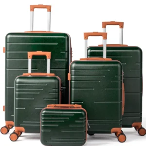 Zimtown Luggage 5 Piece Sets Suitcase ABS Hardside with Spinner Wheels and TSA Lock Deep Green