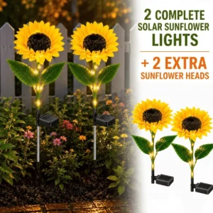 4-Pack Solar Sunflower Lights – Lifelike Waterproof LED