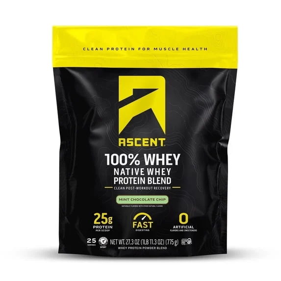 Ascent 100 Whey Mint Chocolate Chip Protein Powder – Clean Fuel
