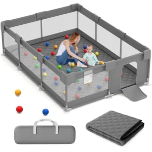 Babyeap Baby Playpen Large Play Yard With Mat 71 x50 Black