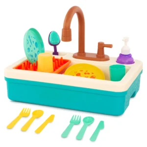 Battat Splash Sparkle Sink Real Faucet and Magic Dishes Toddler and Preschool Toys
