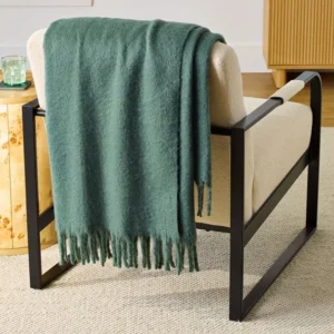 BHG Faux Mohair Throw Blanket – Plush Green Comfort