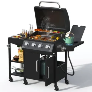 Brefac 4-Burner Propane Gas Grill 50000 BTU with 3-Tier Shelf