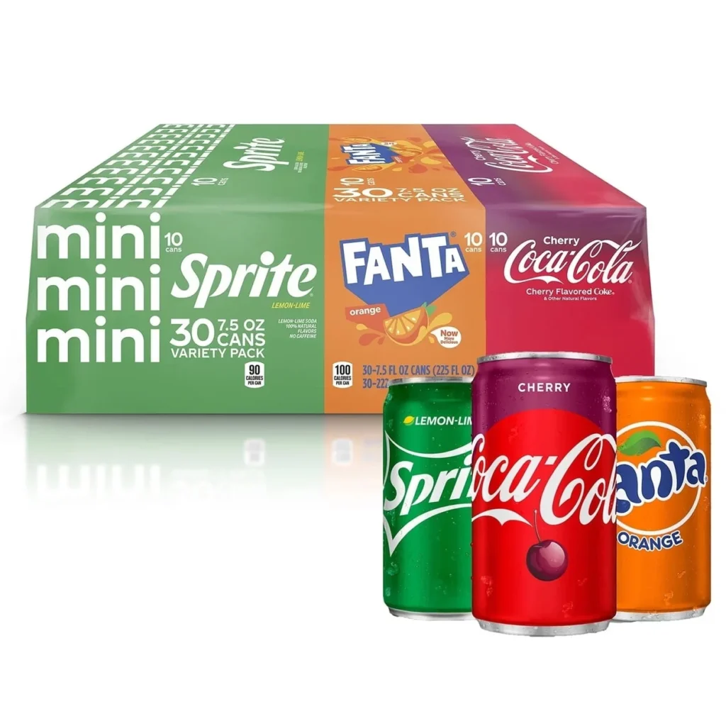 Coca Cola Flavors Mini Cans Variety Pack 7 5 Fluid Ounce Pack of 30