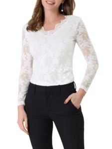 FLWY Women’s Lace Top – Trendy Lightweight Blouse for Spring Layering