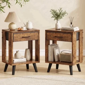 HIGDBFE Brown Nightstands Set of 2 – Compact Bedside Tables