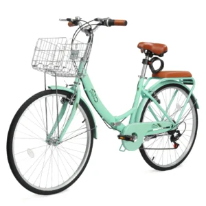 Ktaxon 24″ Cruiser Bike for Women – 7-Speed Step-Through with Basket
