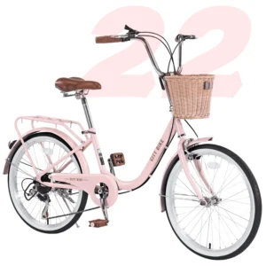 Ktaxon 24″ Cruiser Bike for Women – 7-Speed Step-Through with Basket