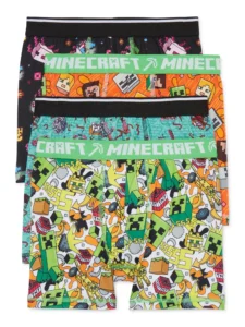 Minecraft Boys Boxer Brief Underwear 4 Pack – Creeper & Friends Print