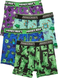 Minecraft Boys Boxer Brief Underwear 4 Pack – Creeper & Friends Print
