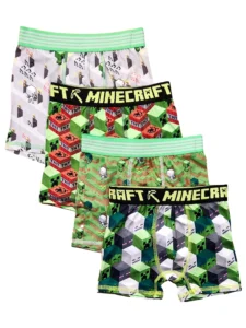 Minecraft Boys Boxer Brief Underwear 4 Pack – Creeper & Friends Print