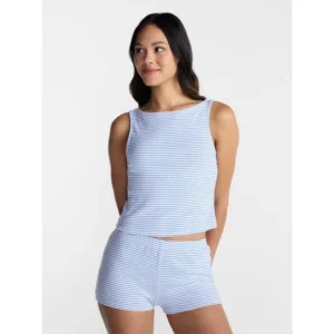 No Boundaries Sporty Striped Tank and Shorts Set 2 Piece Women s Sizes XXS XXL