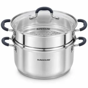 SUNHOUSE 3.3Qt 2-Tier Stainless Steamer Pot – Multipurpose