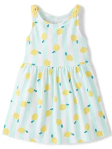The Children s Place Baby Toddler Girls Sleeveless Tie Shoulder Print Dress Sizes 6M 5T